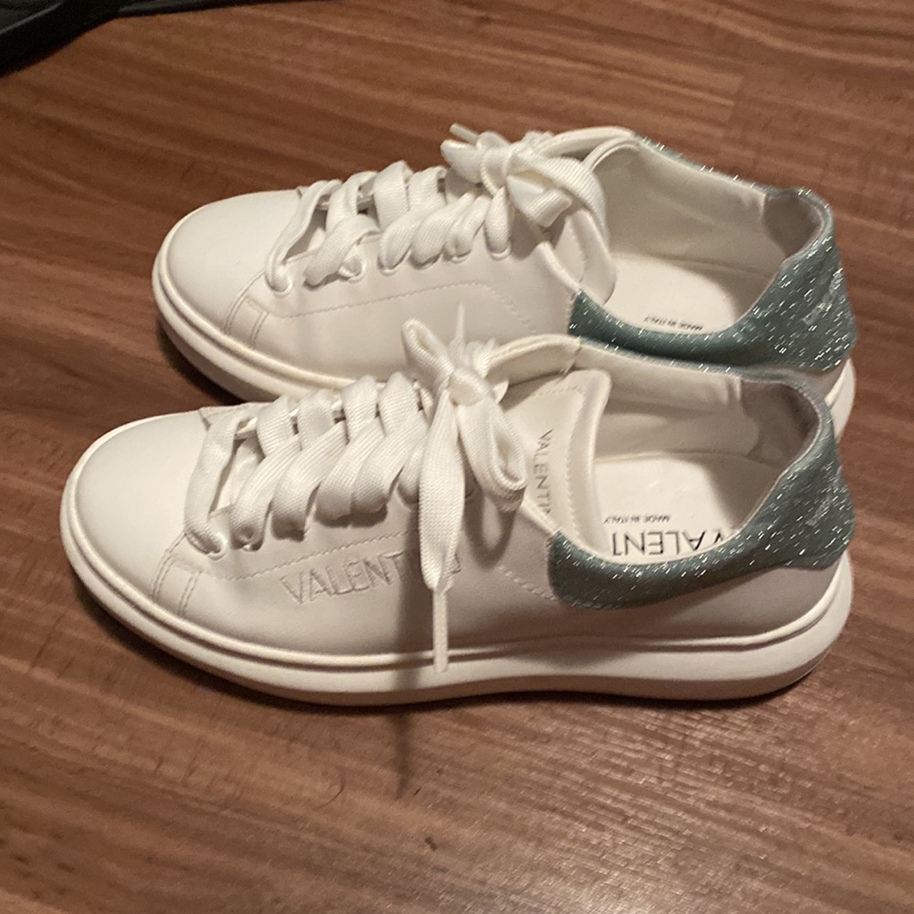 Pre-❤️ Velentino Fresia White Green Leather Shoes - Picture 3 of 14